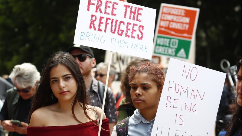 澳洲难民权利倡导者举行抗议活动