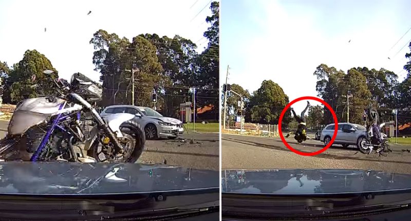 悉尼摩托司机被撞飞 撞车瞬间视频流出