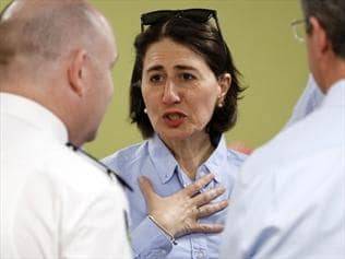 Now is not the time to be talking about climate change, says NSW Premier Gladys Berejiklian.